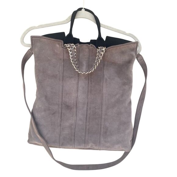 Ramy Brook Handbags - NWOT Ramy Brook Suede Two Tone Black Tan/Taupe Spacious Bucket Bag